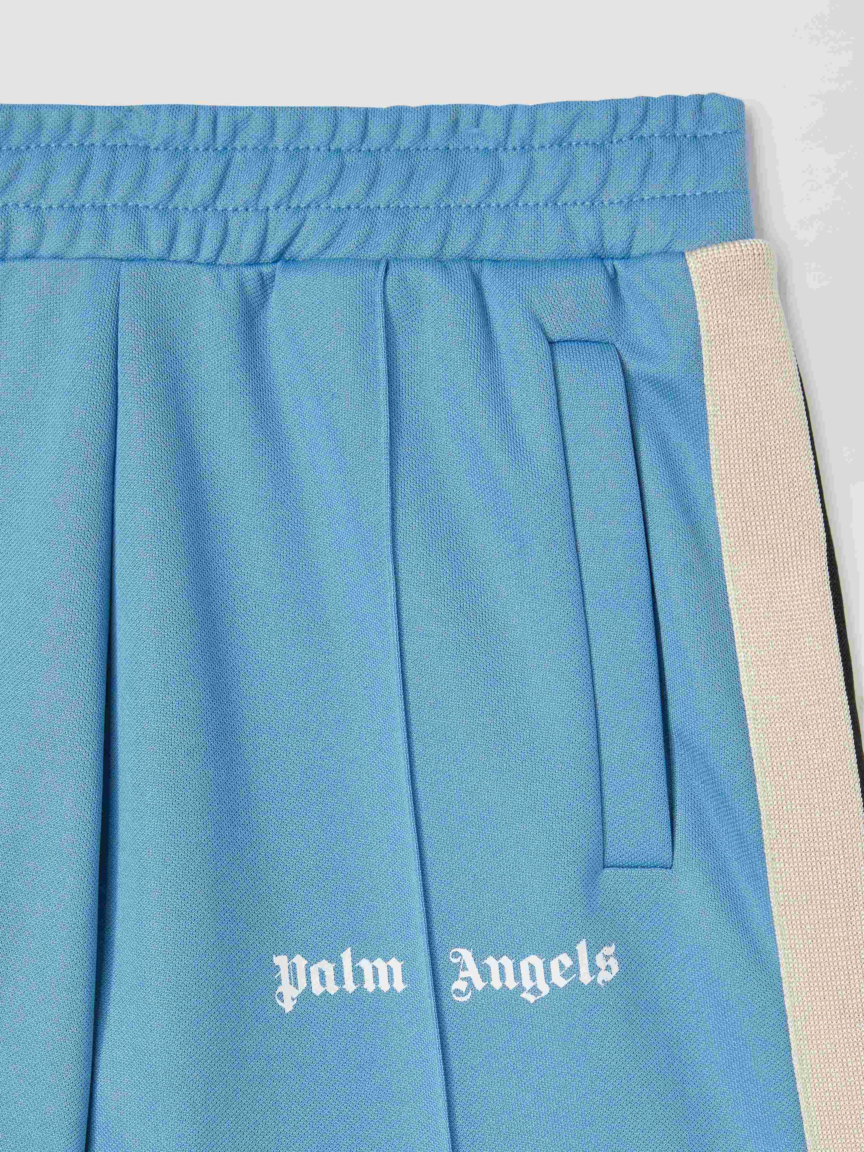 PALM ANGELS  Track shorts DUSTY BLUE OFF WHITE PBCL001C99FAB003