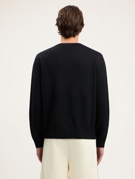 PALM ANGELS Curved Logo Knit Sweater BLACK RED PMHE08BS26KNI001