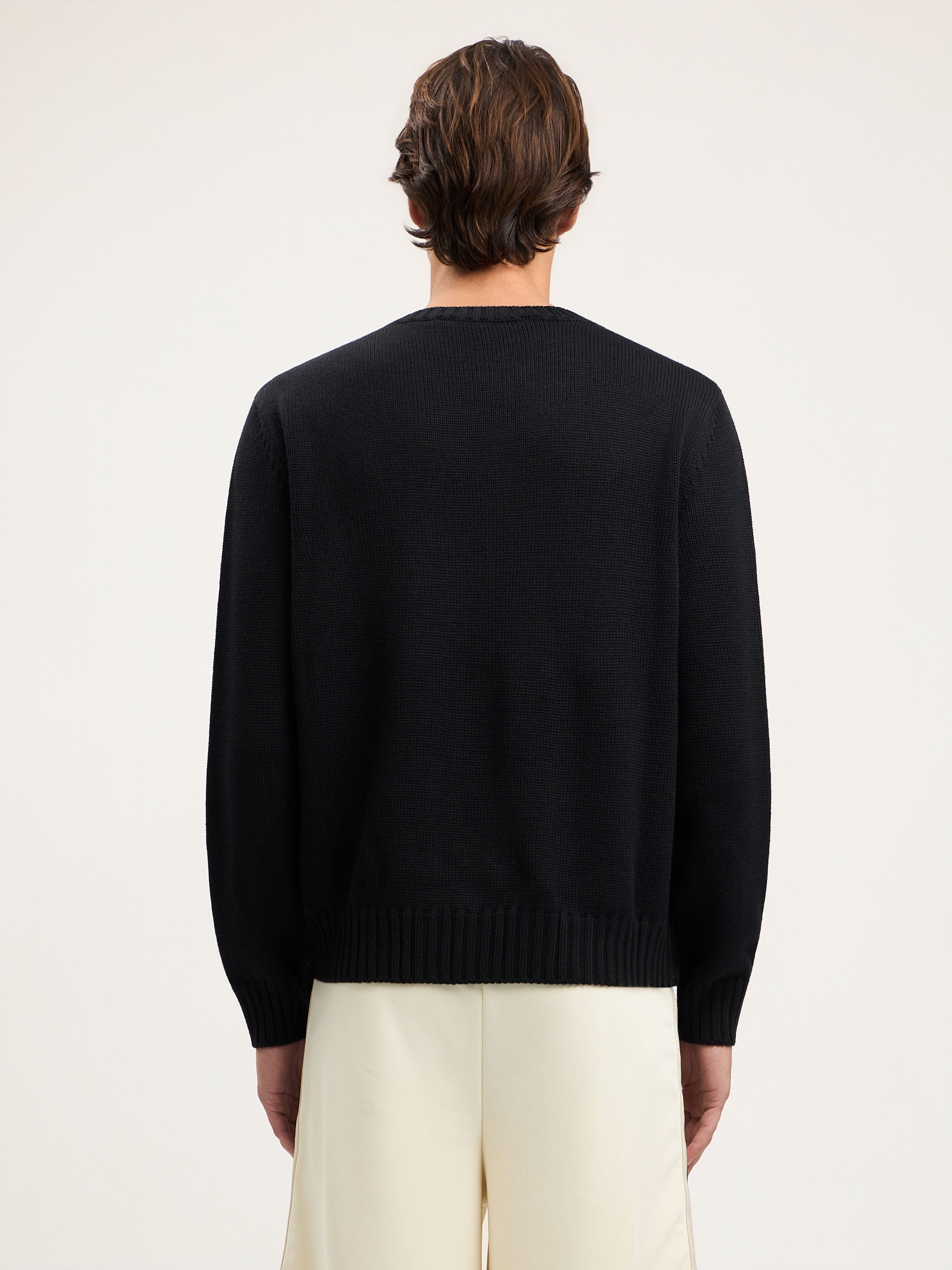 PALM ANGELS Curved Logo Knit Sweater BLACK RED PMHE08BS26KNI001