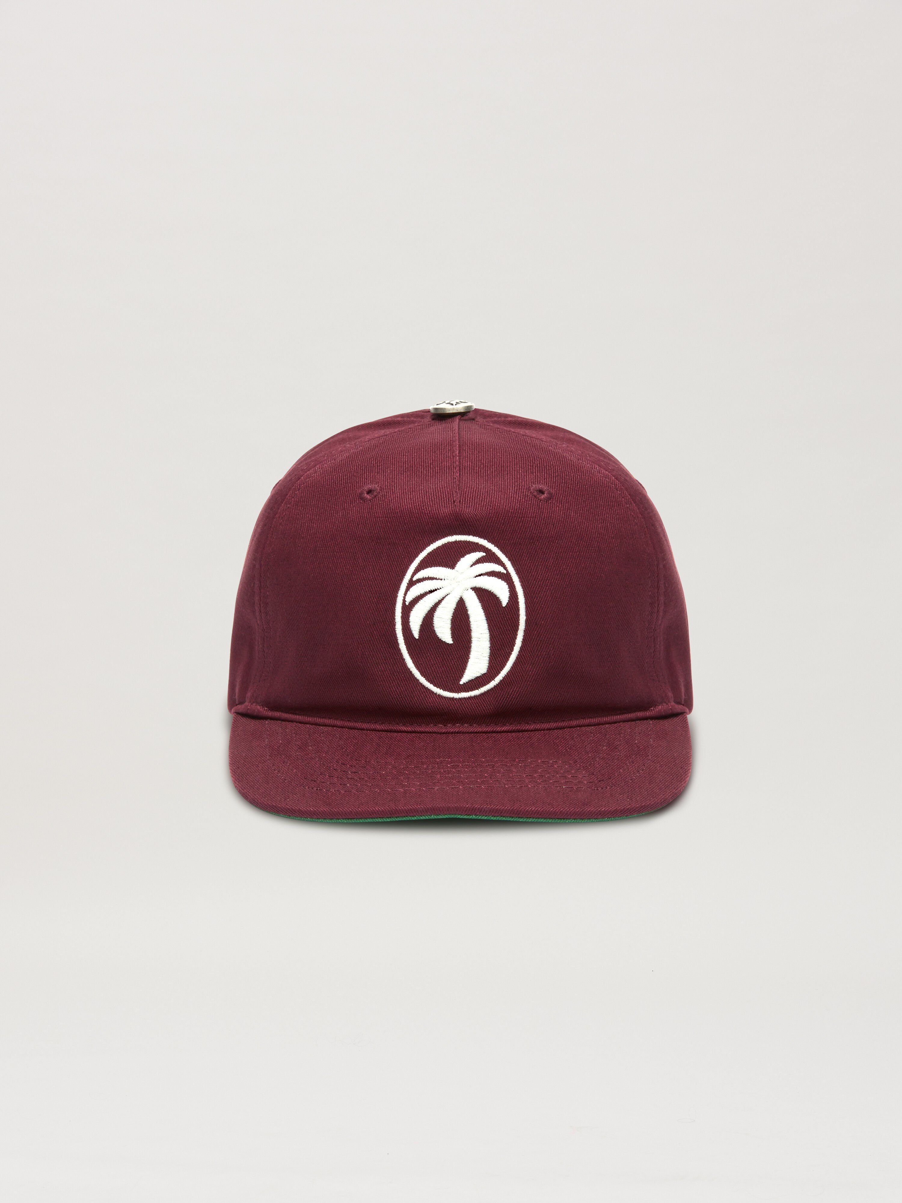 PALM ANGELS  Oval Palm Baseball cap BURGUNDY - OFF WHITE PMLB10CS25FAB001
