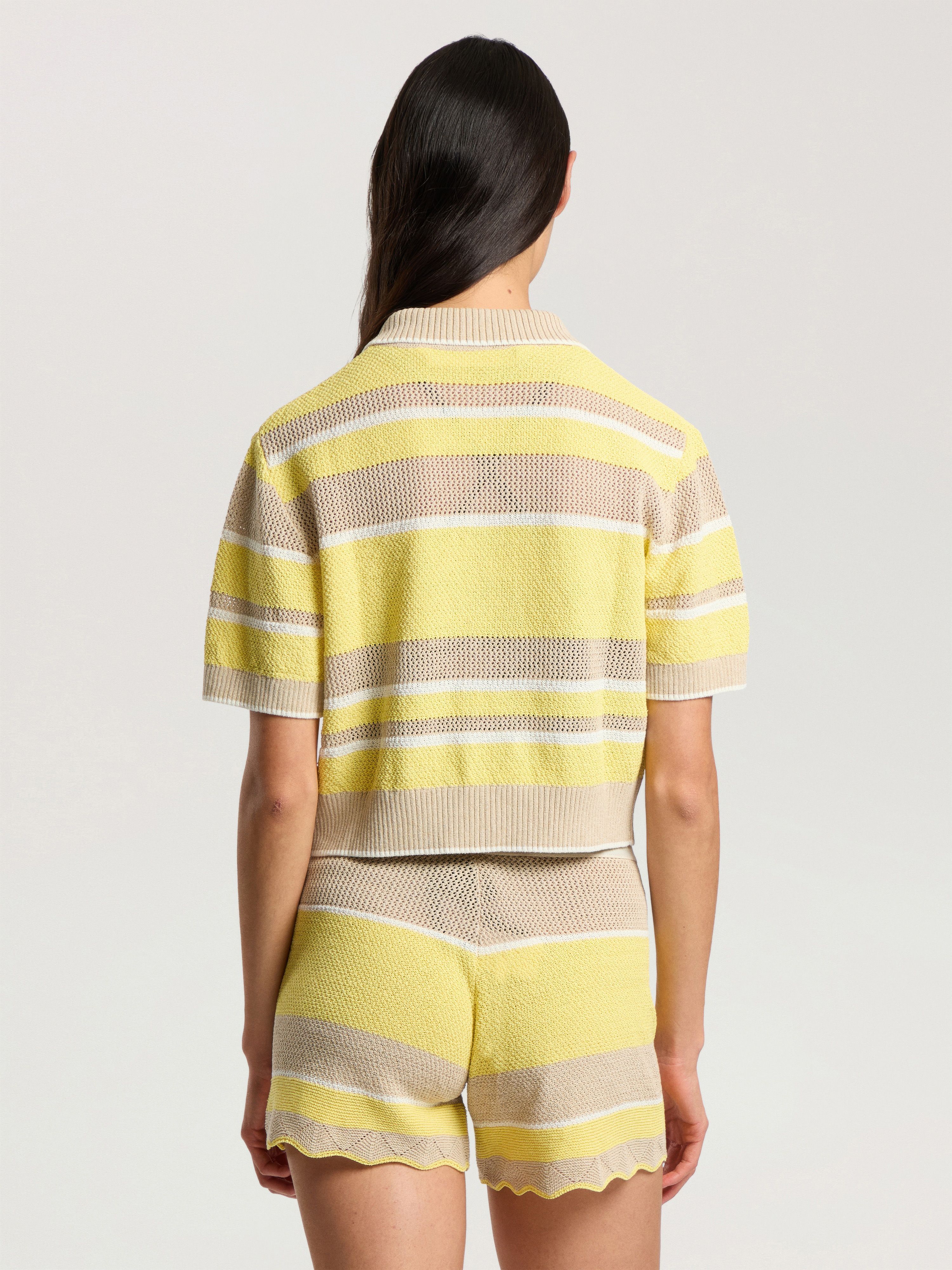 PALM ANGELS Palm Sway Beach Cardigan LIGHT YELLOW - KAKI PAWHB01F26KN01