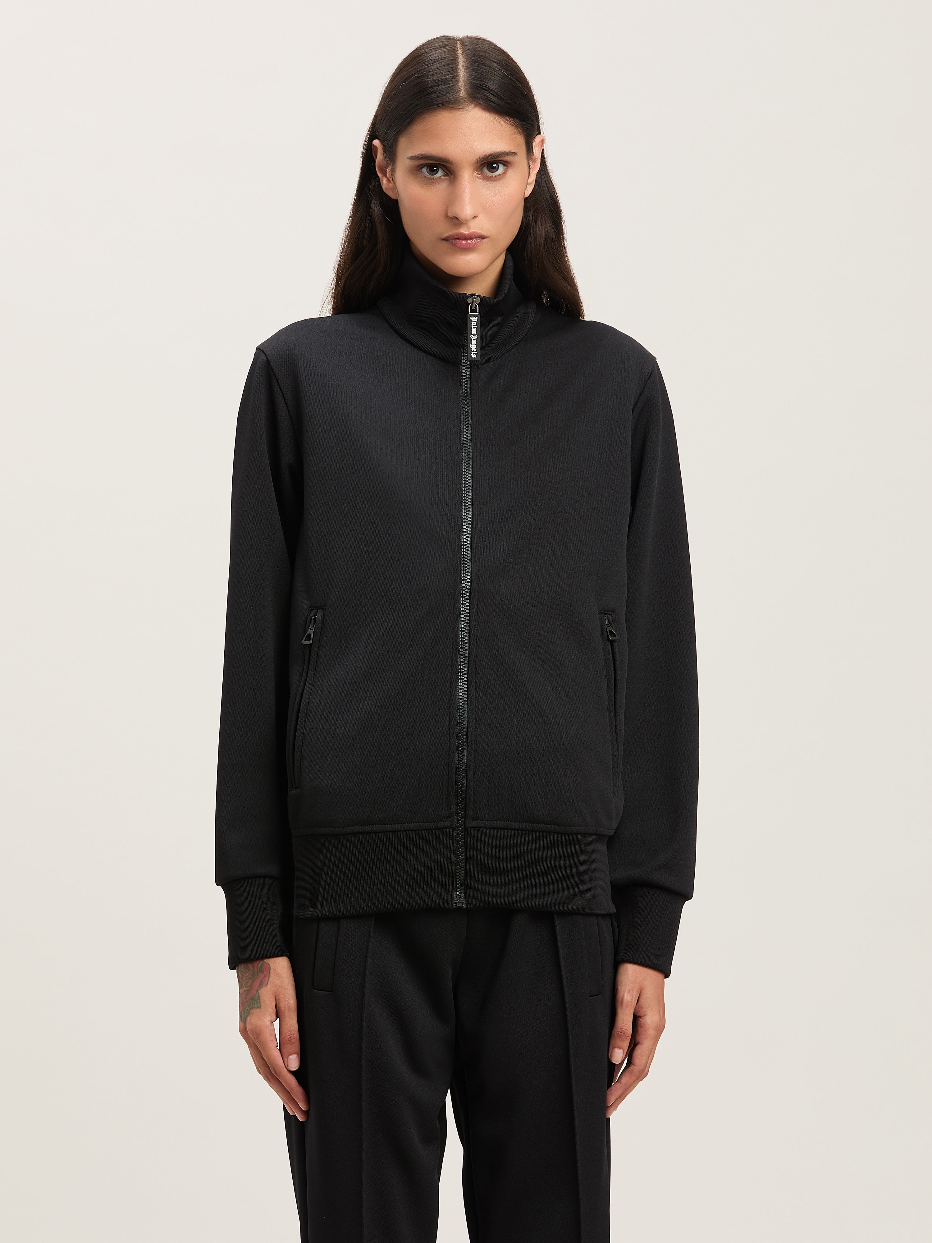 PALM ANGELS  Trainingsjacke mit geschwungenem Logo BLACK - OFF WHITE PWBD065S25FAB001