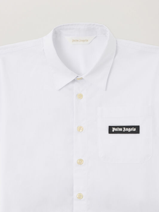 PALM ANGELS Curved Logo Over Shirt OFF WHITE PBGG003S26FAB001