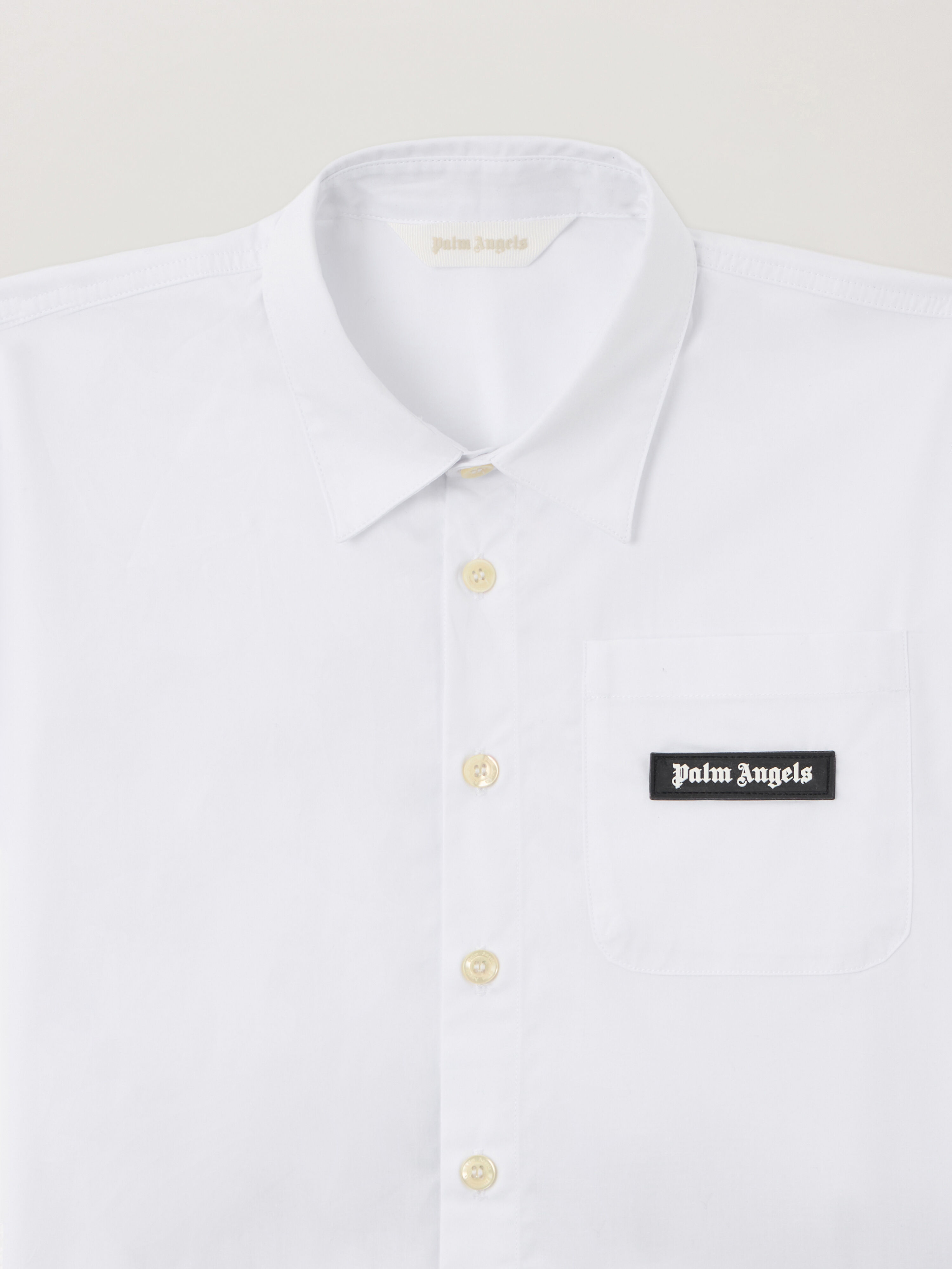 PALM ANGELS Curved Logo Over Shirt OFF WHITE PBGG003S26FAB001