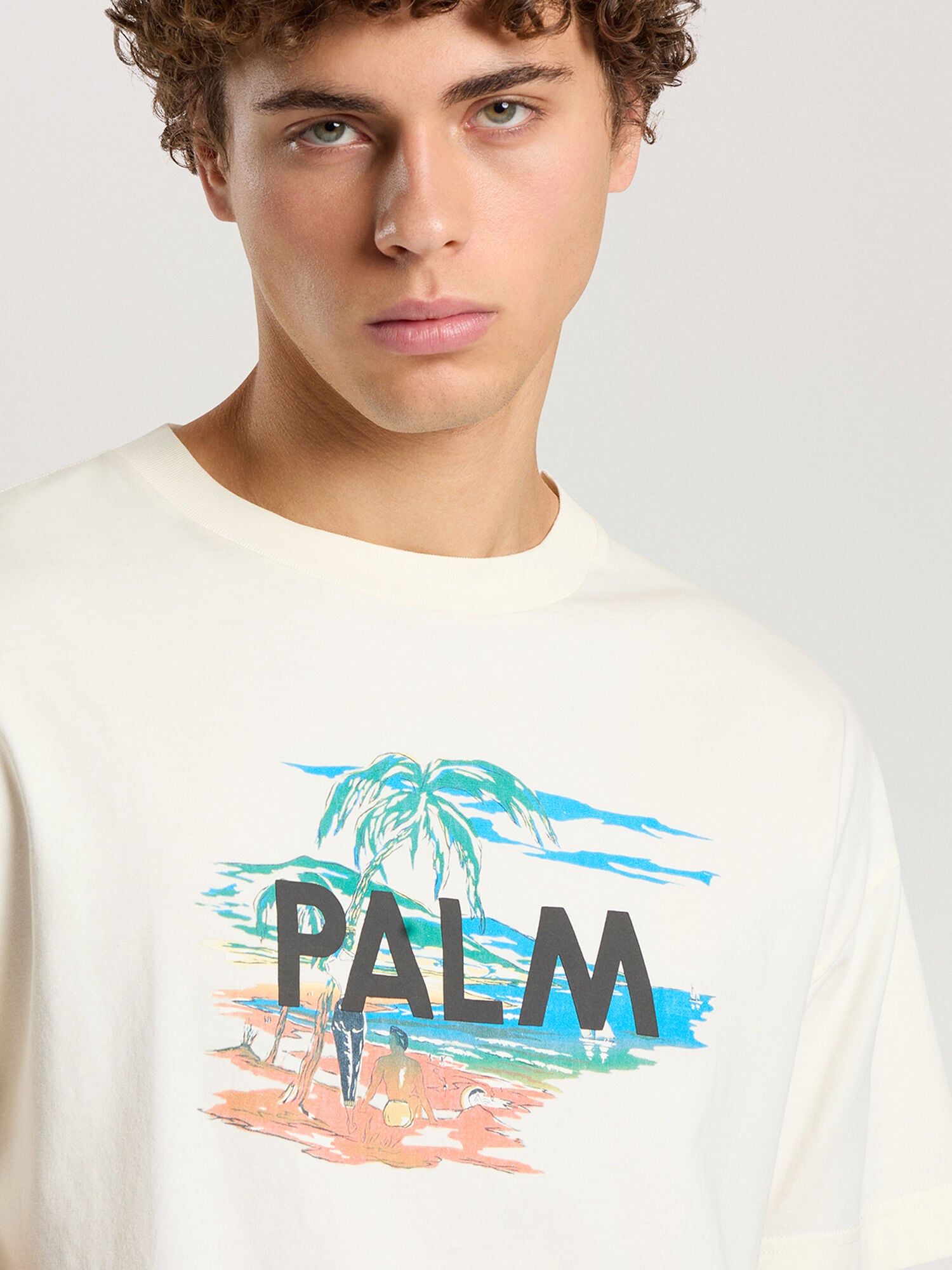 Palm Island Regular T-Shirt PALM ANGELS Palm Island Regular T-Shirt OFF WHITE - MULTICOLOR PAMAA01F26JR04