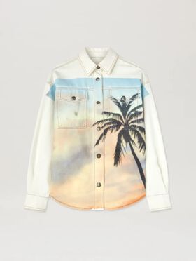 PALM ANGELS  Sunrise Palm denim overshirt MEDIUM BLUE - SILVER PWYD023S25DEN002