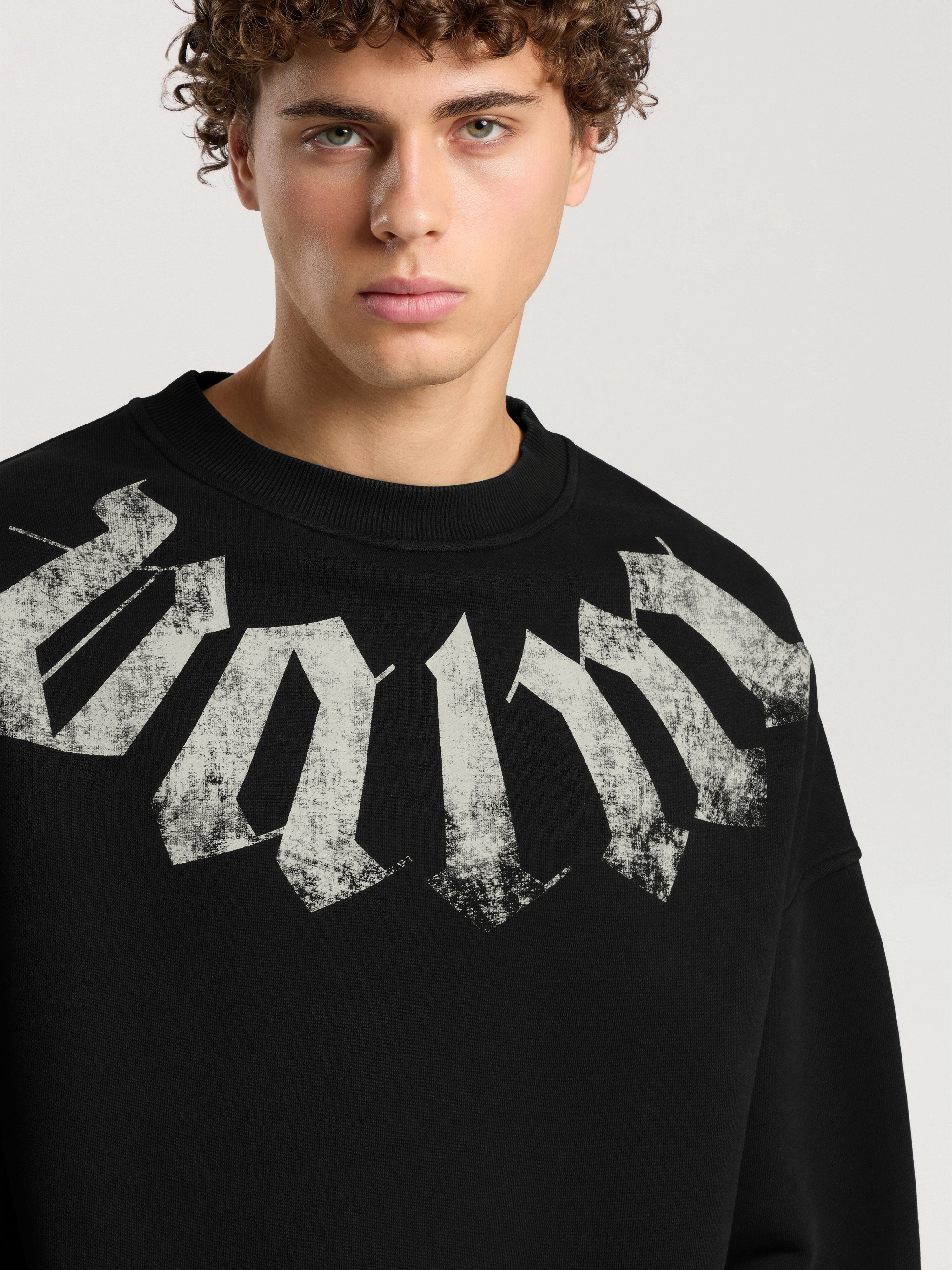 Felpa Big Neck Logo Loose PALM ANGELS Felpa Big Neck Logo Loose BLACK - OFF WHITE PAMBA04F26FL01