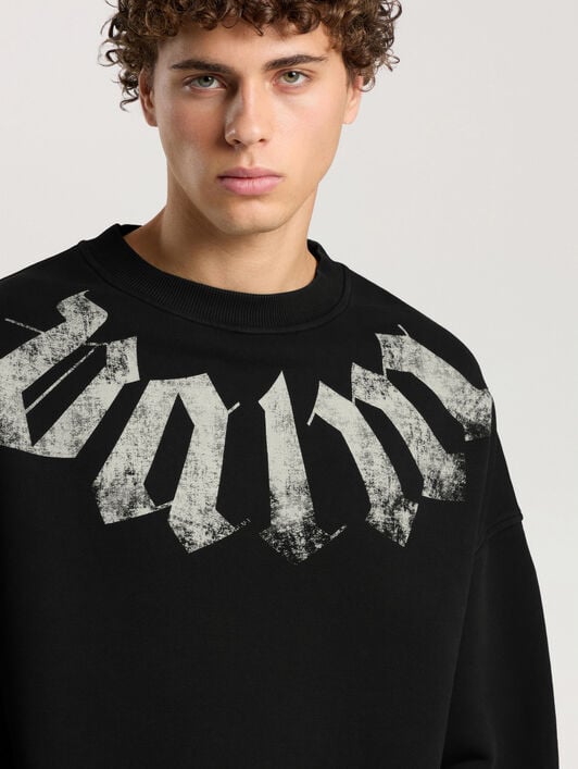Felpa Big Neck Logo Loose PALM ANGELS Felpa Big Neck Logo Loose BLACK - OFF WHITE PAMBA04F26FL01