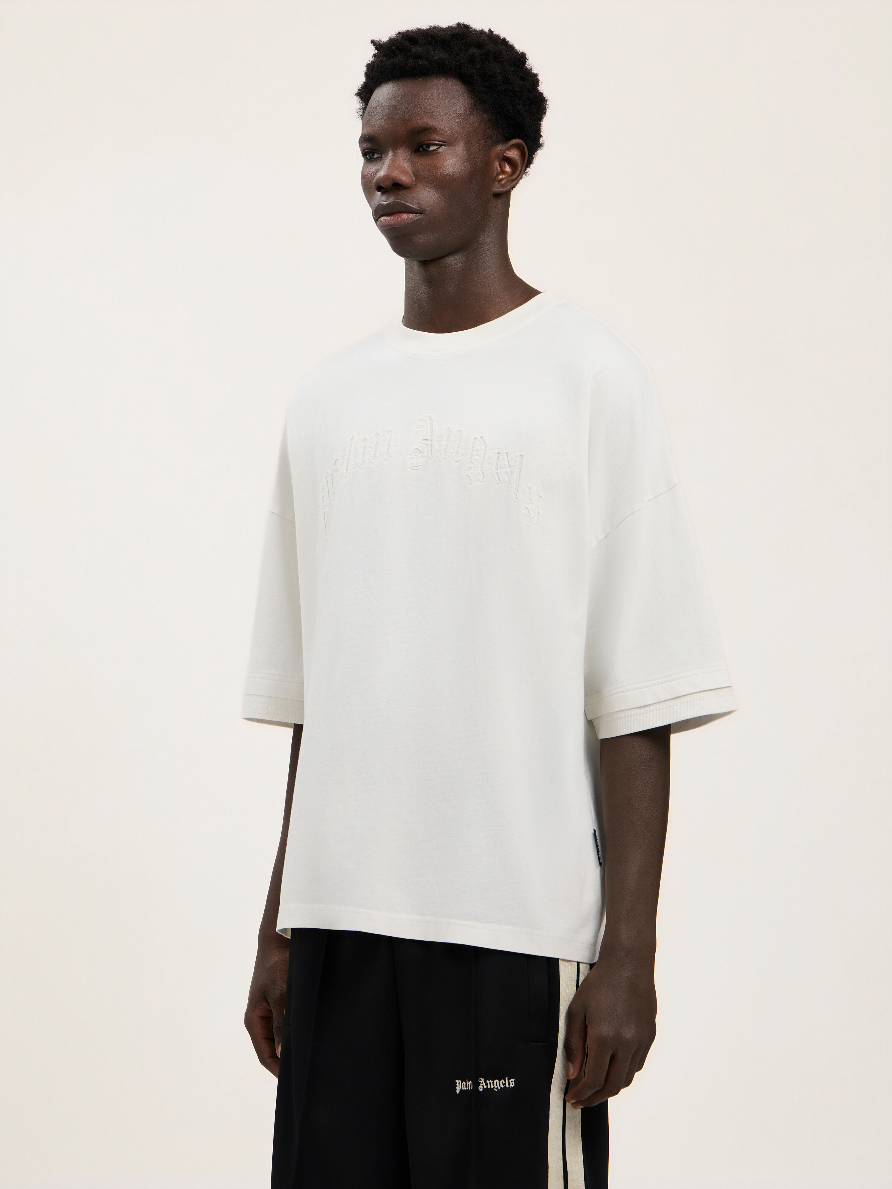 Curved Logo Loose Double T-Shirt PALM ANGELS Curved Logo Loose Double T-Shirt OFF WHITE OFF WHITE PMAA10QS26JER001