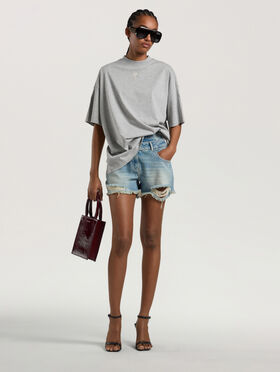 PALM ANGELS Palm Shadow Loose T-Shirt GREY MELANGE - OFF WHITE PAWAA05W26JR03