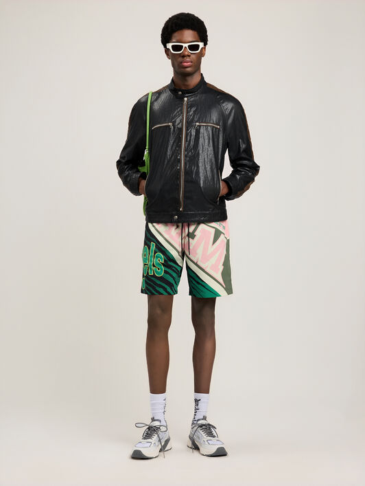 PALM ANGELS Racing Swimshorts PINK GREEN PMFD01BS26FAB001