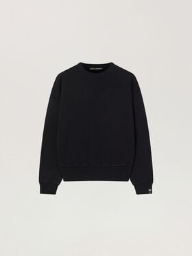 PALM ANGELS Palm Tree Statement Regular Crewneck BLACK - OFF WHITE PAMBA03W26FL03