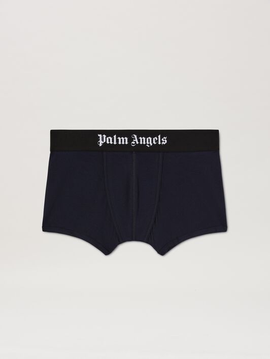 PALM ANGELS  Logo band bipack trunk NAVY BLUE - BLACK PMUH009S25FAB001