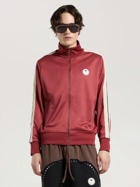 PALM ANGELS Palm Tree Track Top BRICK RED - OFF WHITE PAMBD01F26FB02