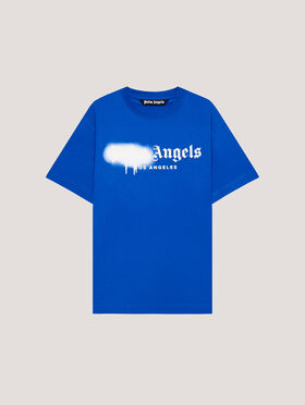 PALM ANGELS Spray LA T-Shirt Blu/White PMAA109T26JER001