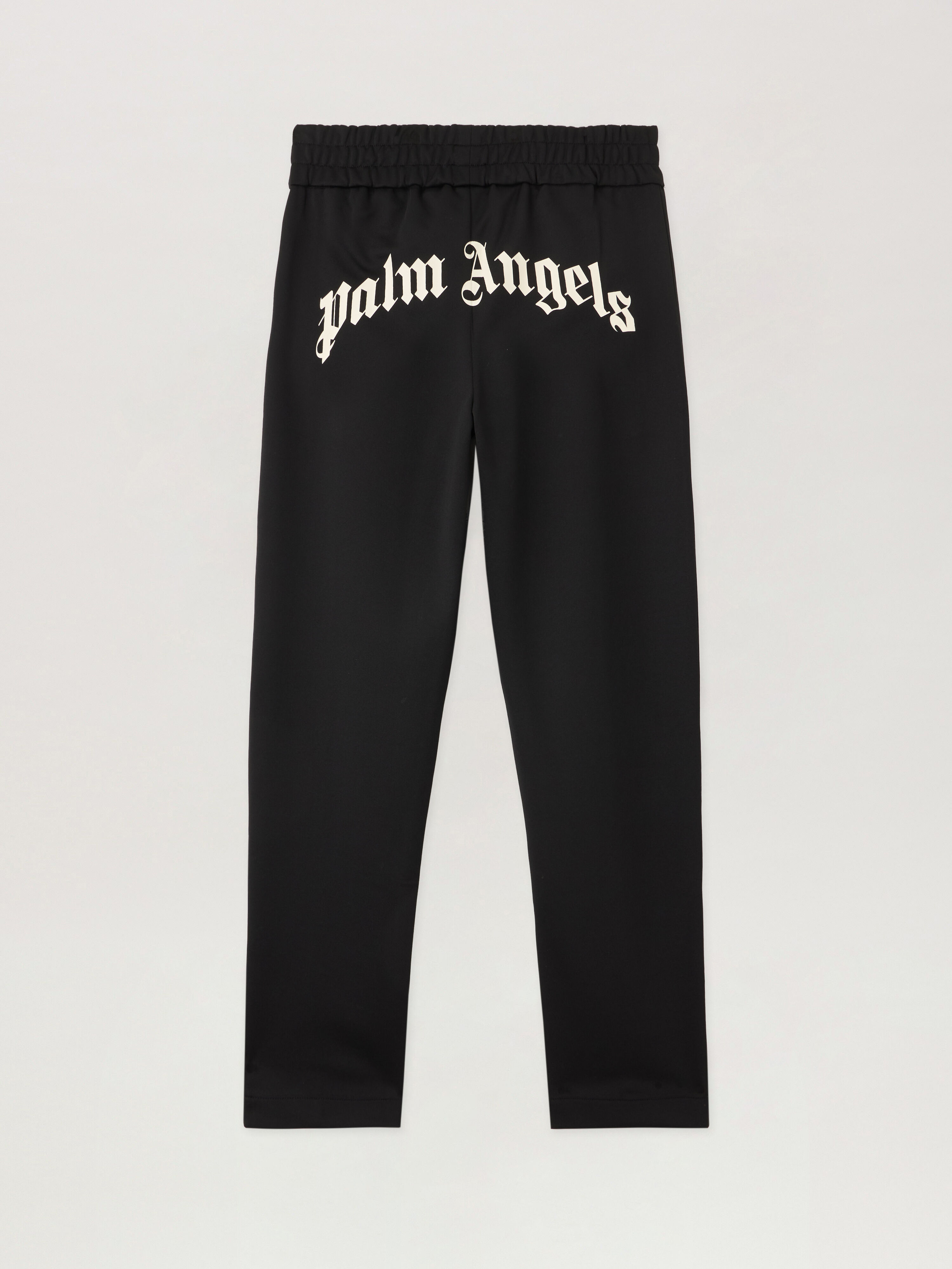 PALM ANGELS Back Curved Logo Track  Pants BLACK OFF WHITE PWCJ036S26FAB001