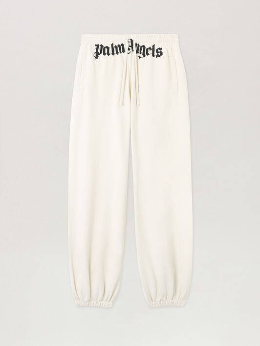 PALM ANGELS Waist Logo Sweatpants OFF WHITE BLACK PMCH025S26FLE001