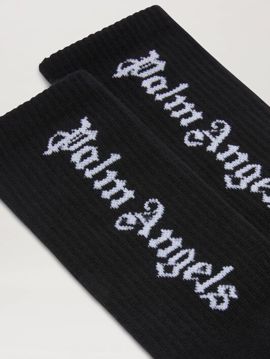 PALM ANGELS  Socken mit Logo BLACK OFF WHITE PBRA005C99KNI004