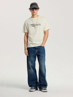 PALM ANGELS Stamp Logo Regular T-Shirt OFF WHITE - BLACK PAMAA01F26JR05
