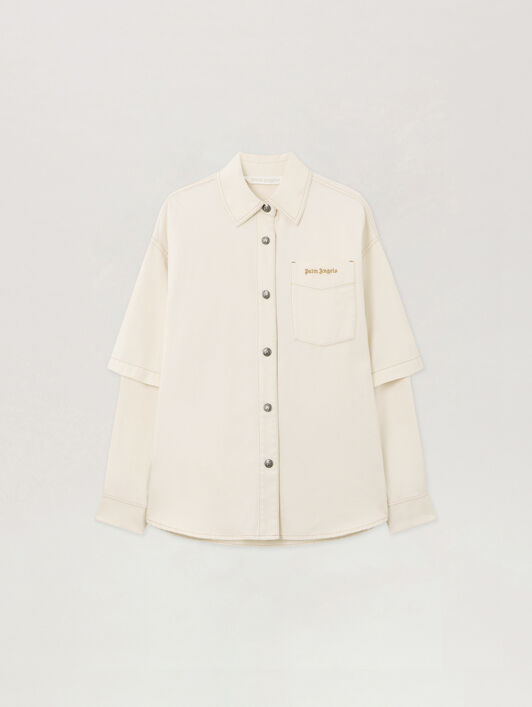 Hybrid Denim Overshirt PALM ANGELS Hybrid Denim Overshirt OFF WHITE - BLACK PWYD025F25DEN001