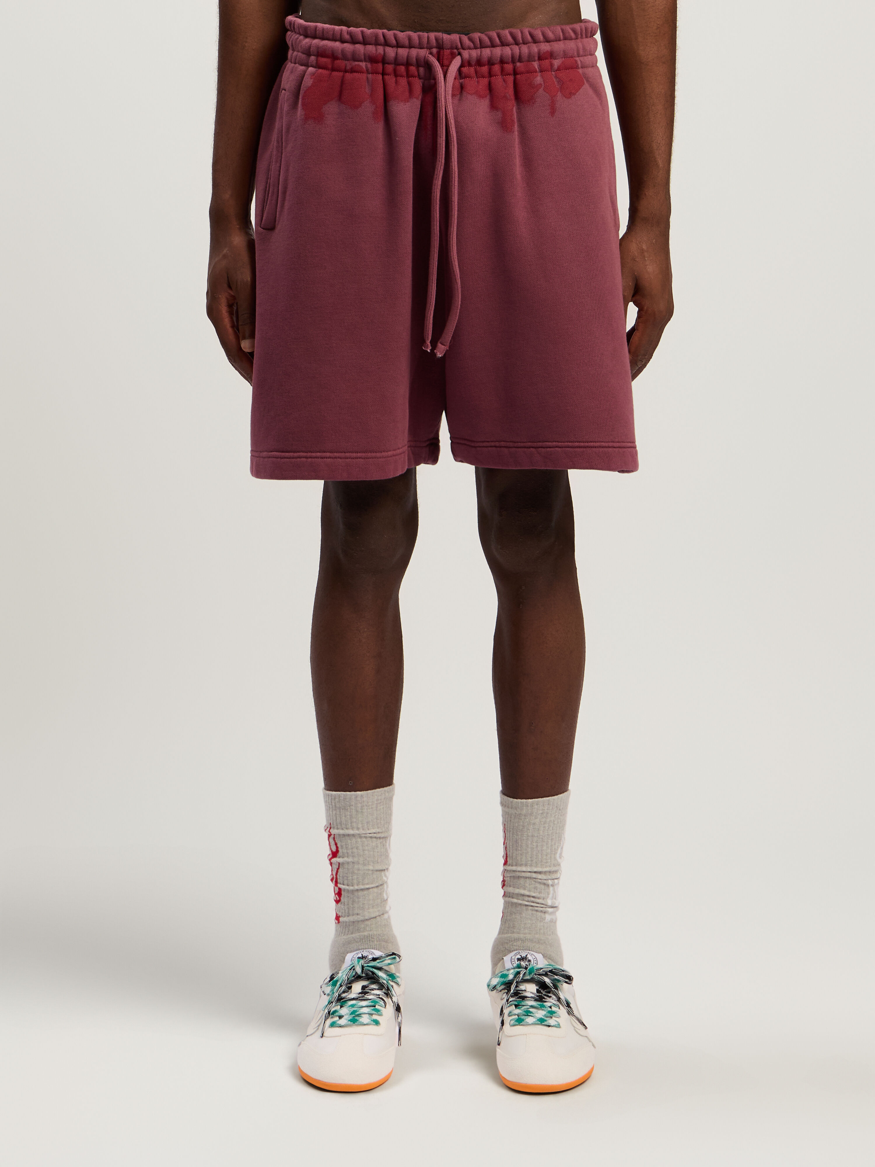 PALM ANGELS Waist Logo Sweatshort BURGUNDY - RED PMCI019F25FLE001