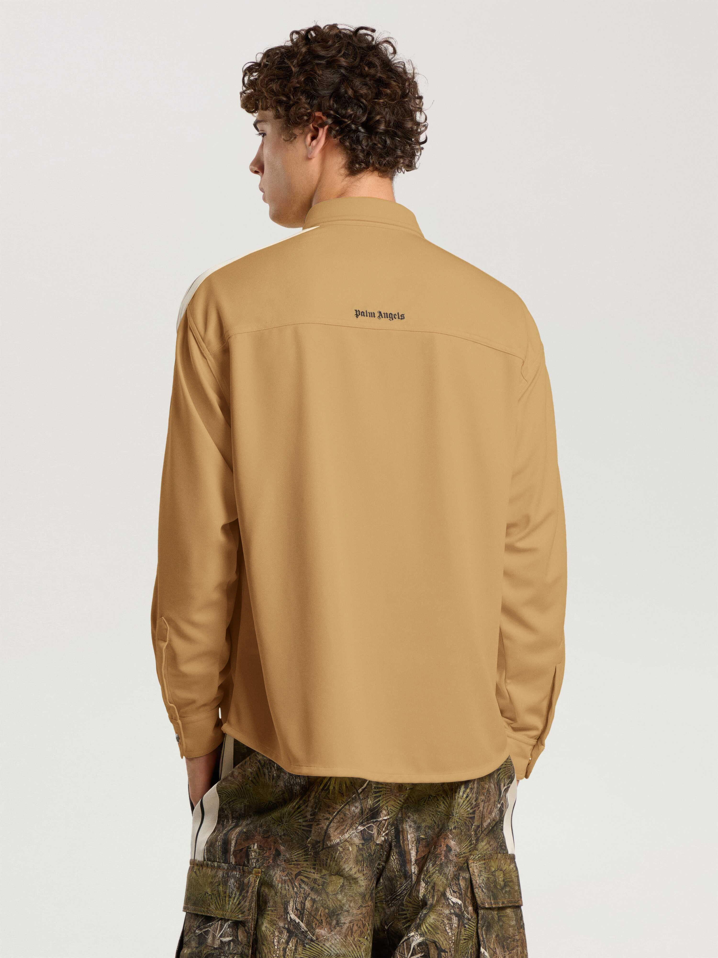 PALM ANGELS Camicia Track Jacket Logo Anni 90 KAKI - BLACK PAMBN02F26FB01