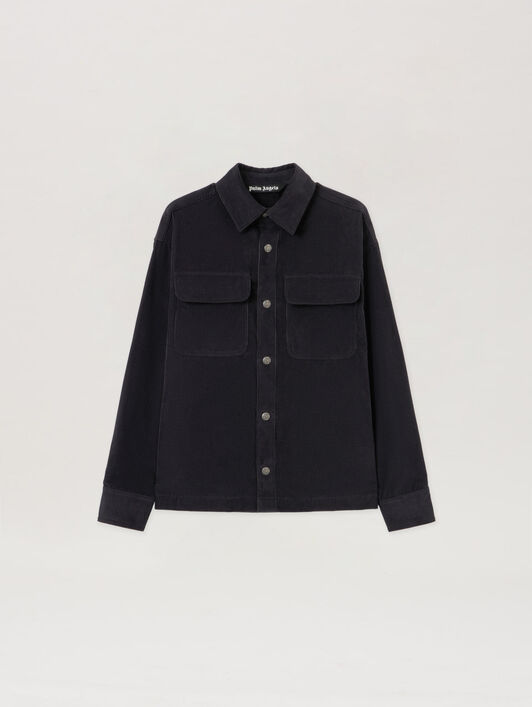 Classic Logo Corduroy Overshirt PALM ANGELS Classic Logo Corduroy Overshirt ANTHRACITE - OFF WHITE PMES024F25FAB001