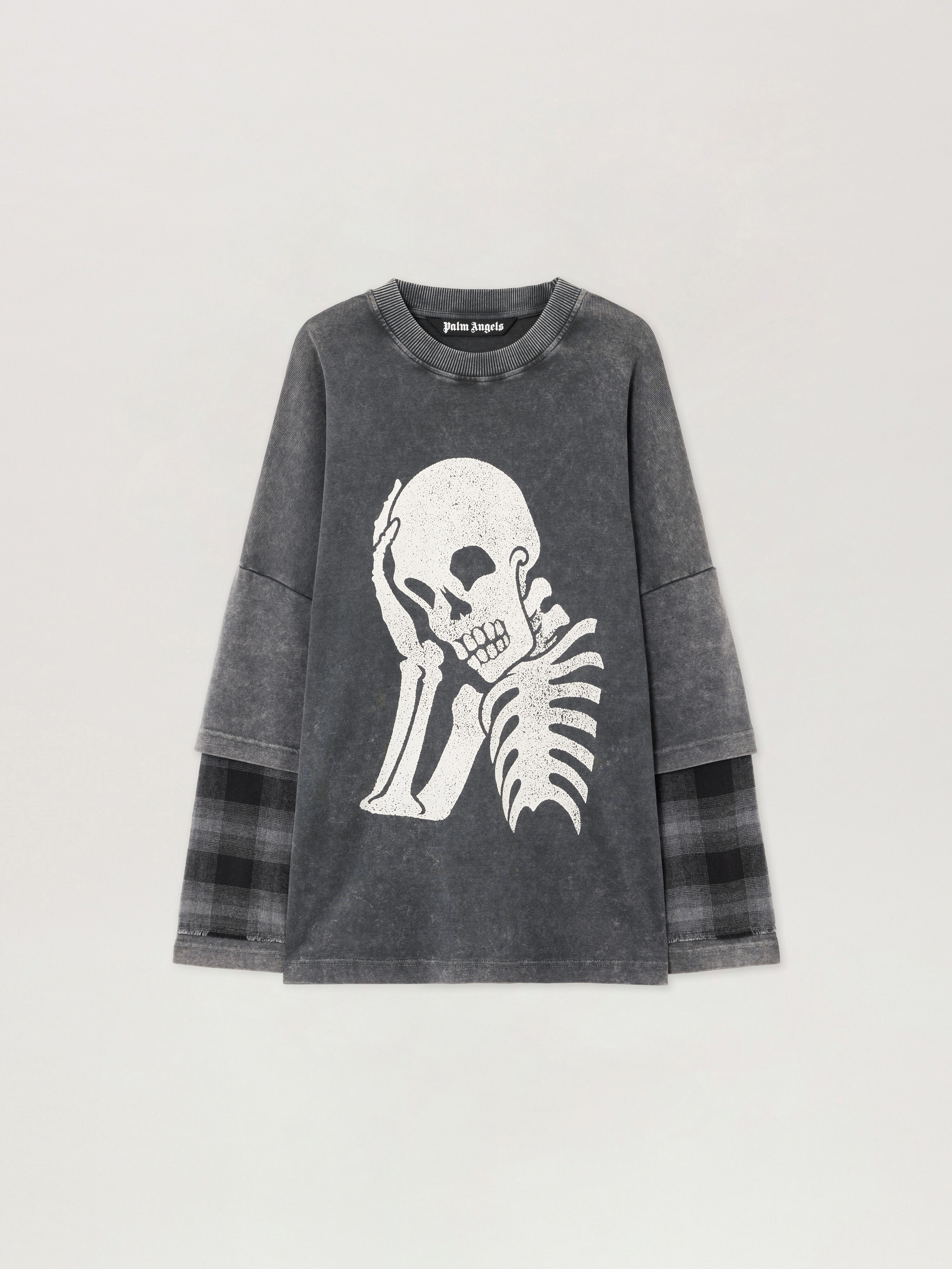 Skull Double Long-Sleeved Shirt in BLACK OFF WHITE for Men | Palm