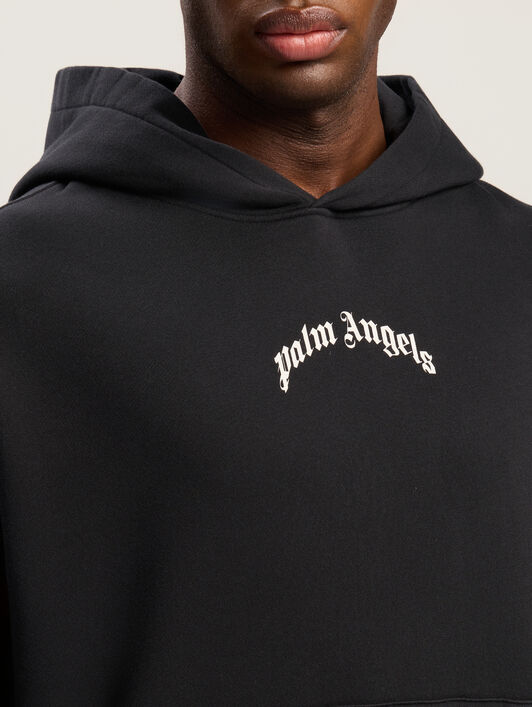 Curved Logo Loose Hoodie PALM ANGELS Curved Logo Loose Hoodie BLACK - OFF WHITE PMBB17EF25FLE004
