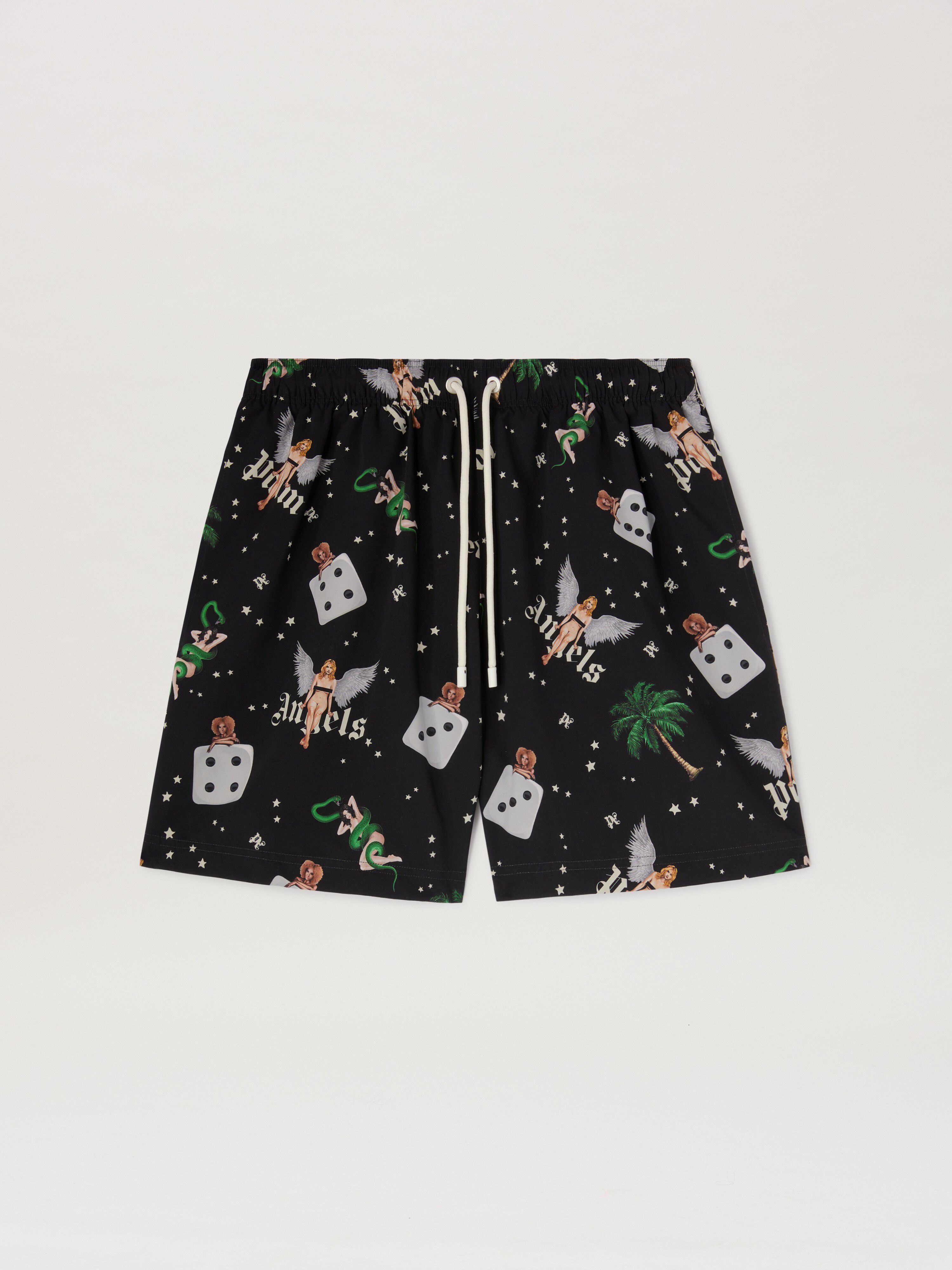 PALM ANGELS  Pin up Swimshorts BLACK - MULTICOLOR PMFD012S25FAB005