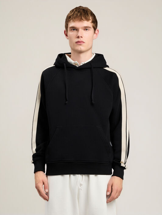 PALM ANGELS Back Curved Logo Track Hoodie BLACK OFF WHITE PMBB17QS26FLE001