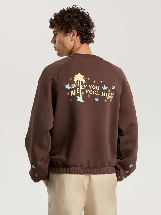 Feel High Regular Crewneck Sweatshirt PALM ANGELS Feel High Regular Crewneck Sweatshirt BROWN - MULTICOLOR PAMBA07F26FL01