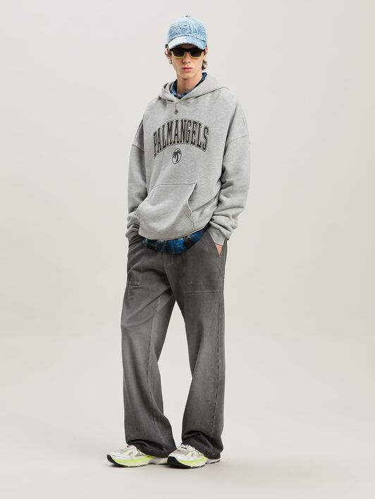 PALM ANGELS  College Oval Palm Hoodie GREY MELANGE - BLACK PMBB155S25FLE001