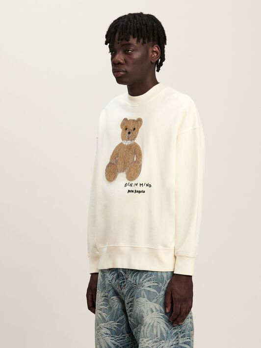 PALM ANGELS  Bear in Mind Patch Sweatshirt OFF WHITE - BROWN PMBA026S25FLE003