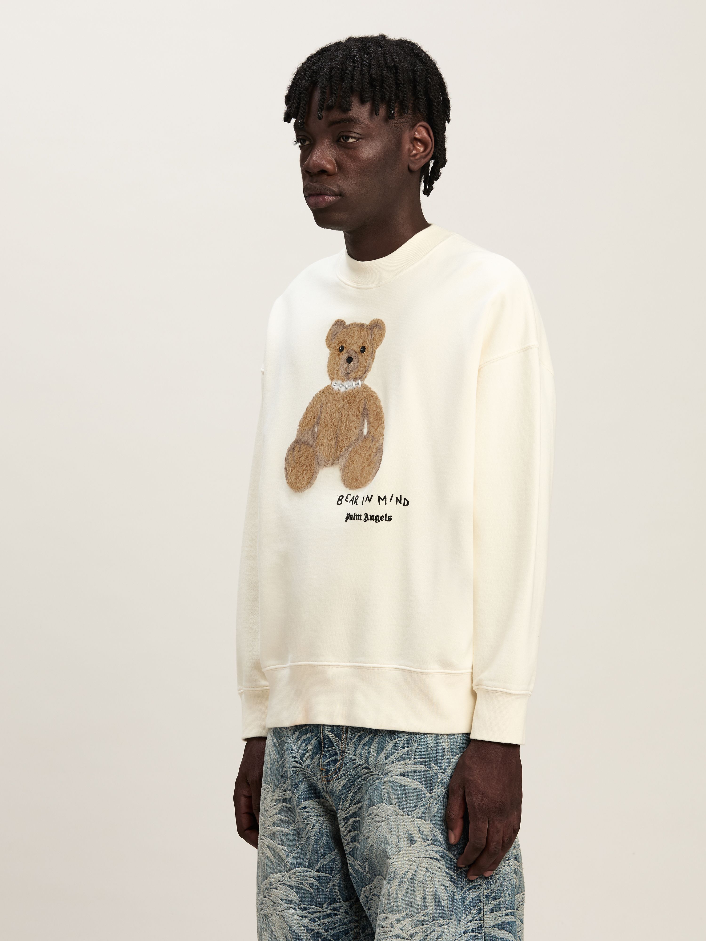 PALM ANGELS  Bear in Mind Patch Sweatshirt OFF WHITE - BROWN PMBA026S25FLE003
