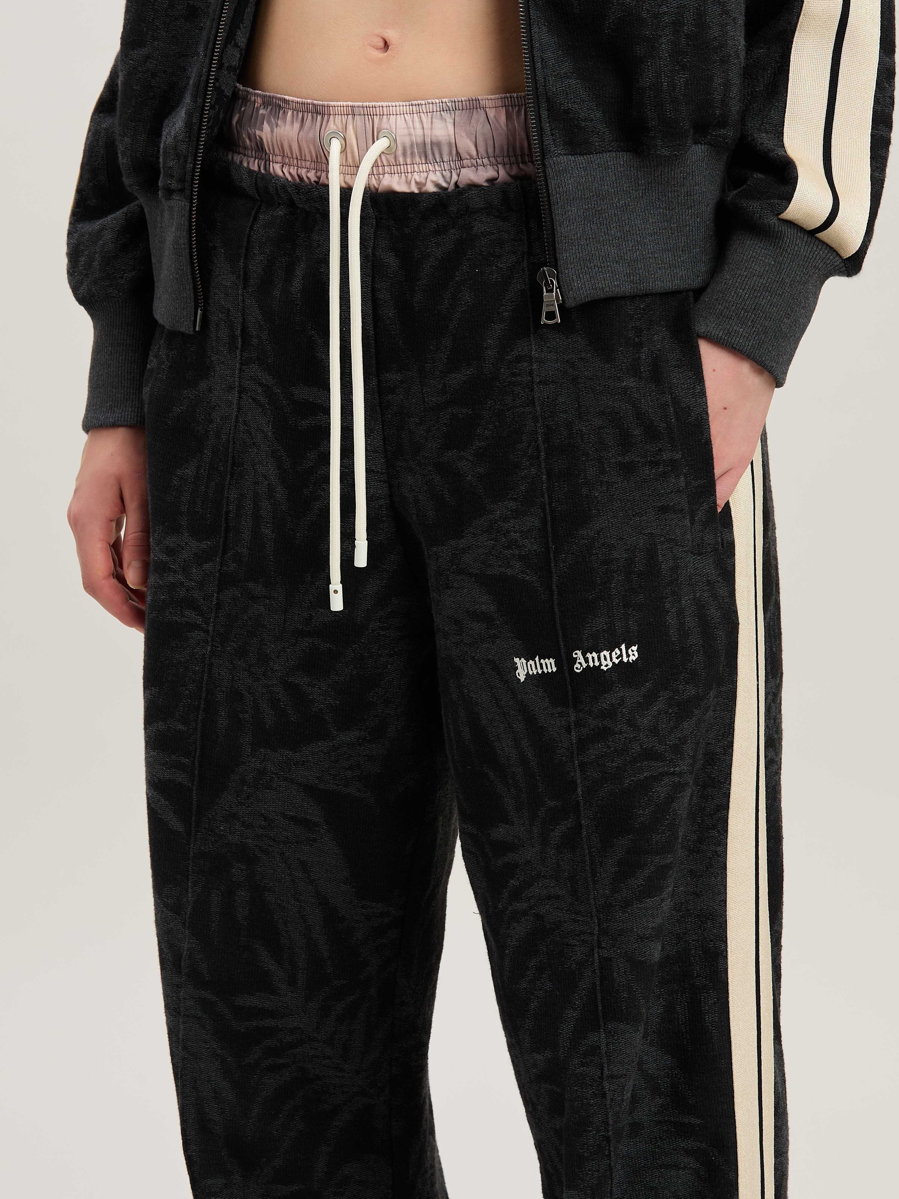 PALM ANGELS  Palms jaquaredTrack pants BLACK - OFF WHITE PWCJ016S25FAB001