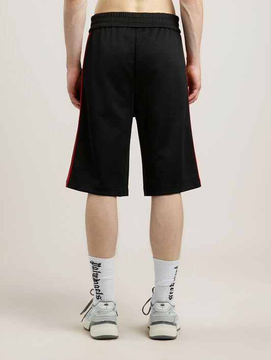 PALM ANGELS Classic Logo Vintage Track Shorts BLACK OFF WHITE PMCL00CS26FAB002