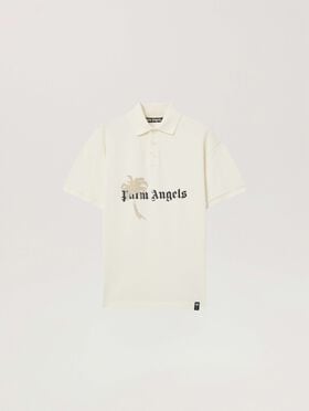PALM ANGELS Palm Drift Polo S/S OFF WHITE - BLACK PAMGB02W26FB06