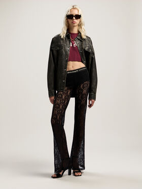 PALM ANGELS Classic Logo Lace Pants BLACK - BLACK PWCA15EF25FAB001