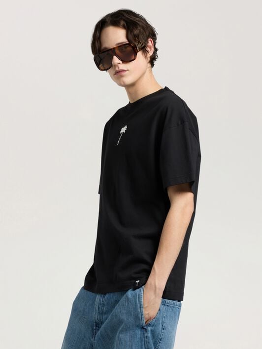 Palm Tree Statement Regular T-Shirt PALM ANGELS Palm Tree Statement Regular T-Shirt BLACK - OFF WHITE PAMAA01W26JR08