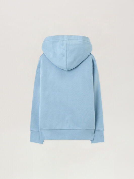 PALM ANGELS Neck Logo Reg.Hoodie LIGHT BLUE - BLACK PBBB012F25FLE001