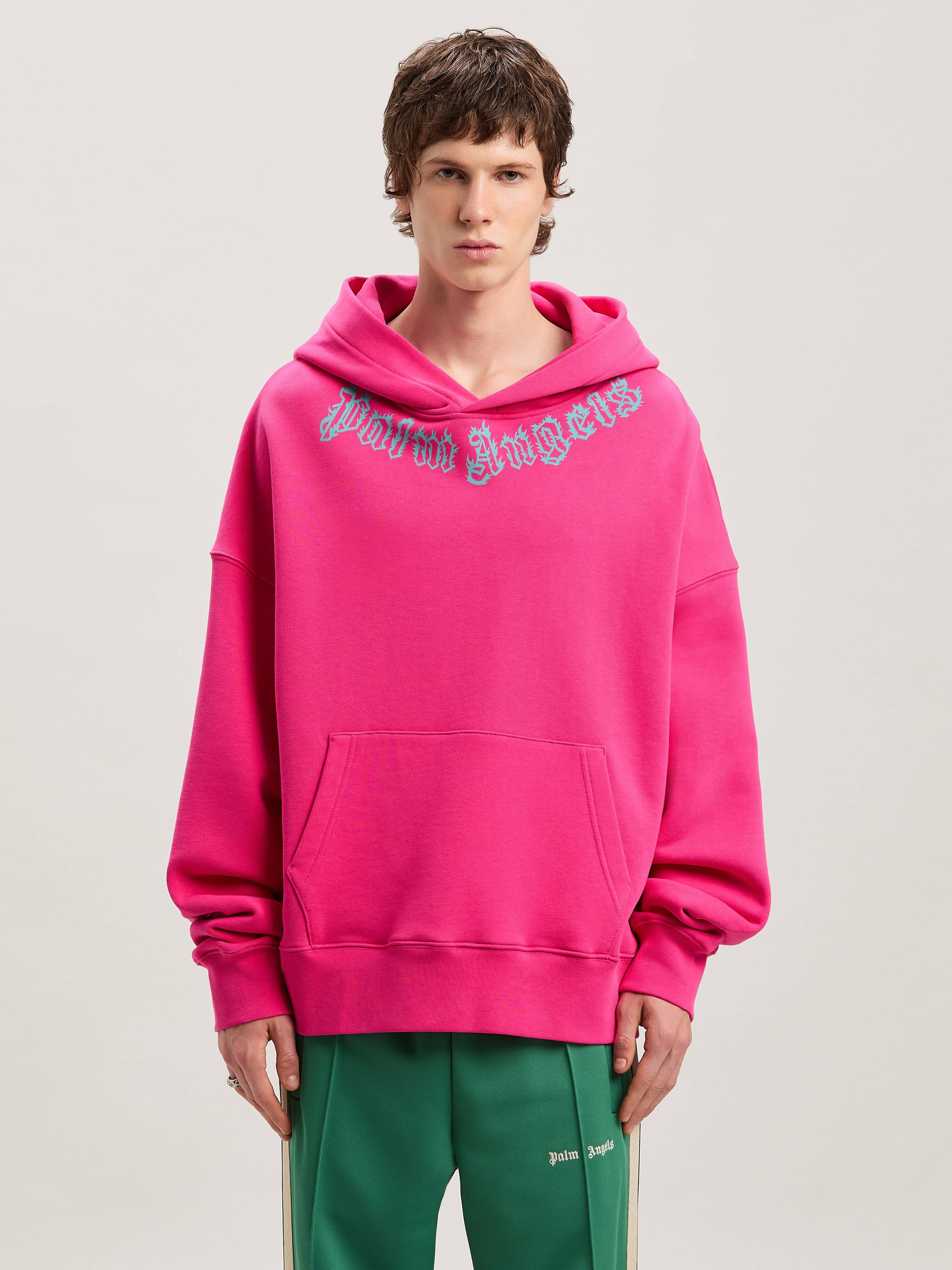 PALM ANGELS  Flame logo hoodie FUCHSIA - LIGHT BLUE PMBB058S25FLE002
