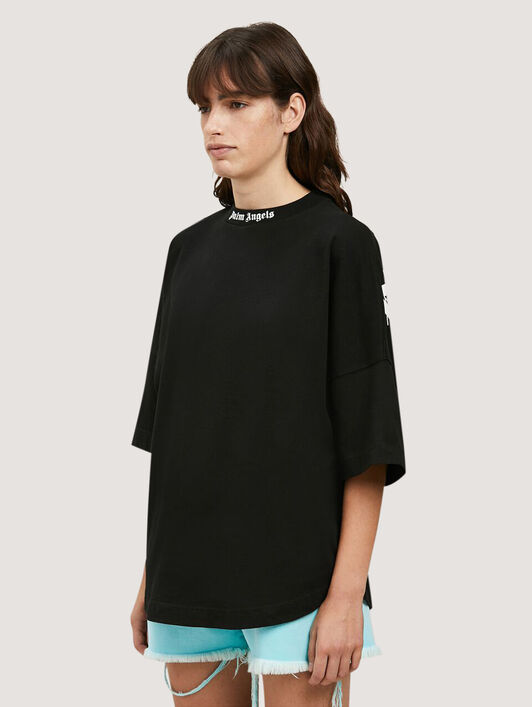 PALM ANGELS  Rear logo print T-shirt BLACK - WHITE PWAA023C99JER002