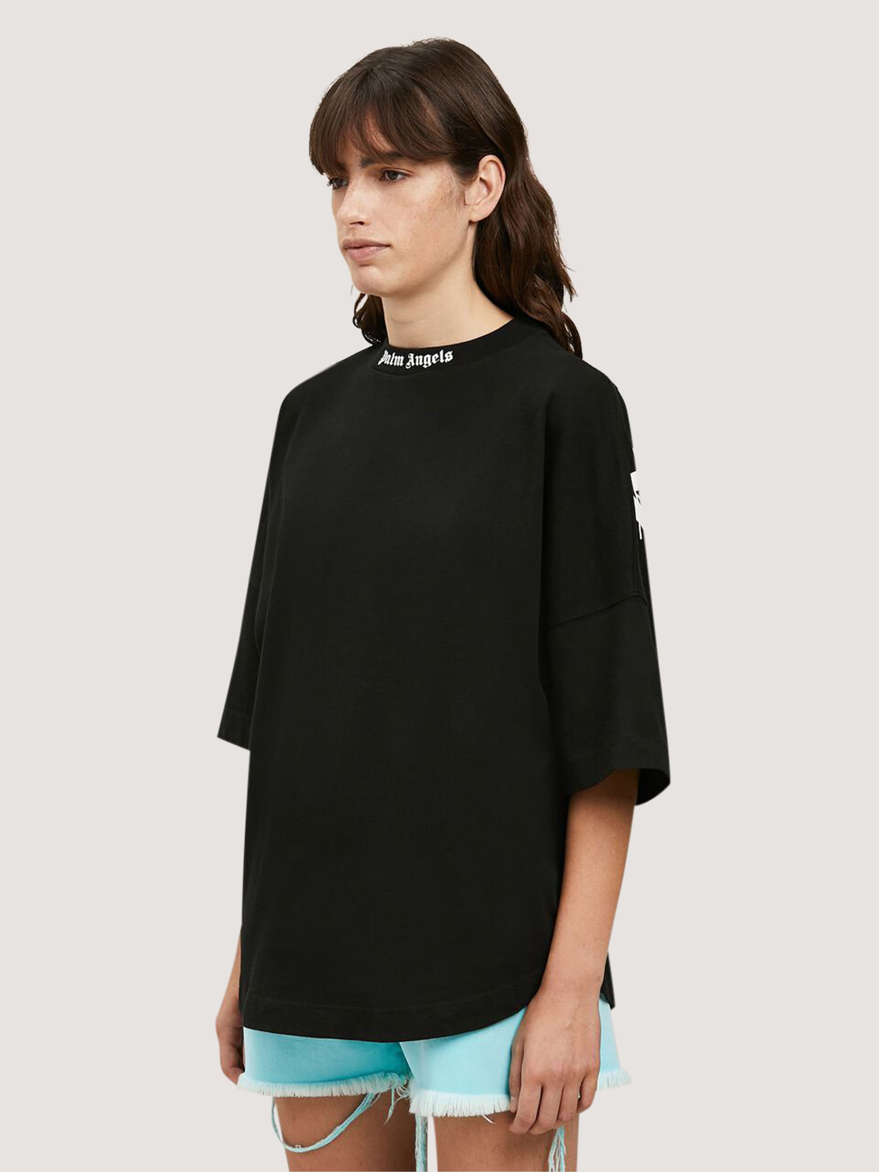 PALM ANGELS  Rear logo print T-shirt BLACK - WHITE PWAA023C99JER002