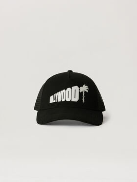PALM ANGELS Hollywood Cap BLACK - OFF WHITE PALMB02W26FB01