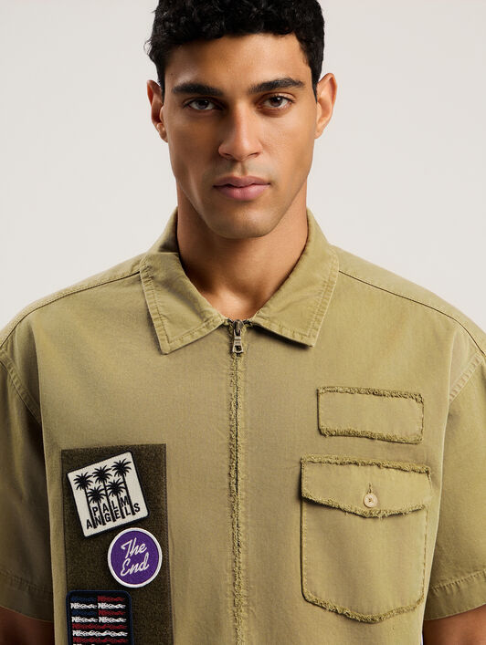 Curved Logo Track Jacket PALM ANGELS Curved Logo Track Jacket ARMY GREEN - OFF WHITE PMBD089F25FAB002