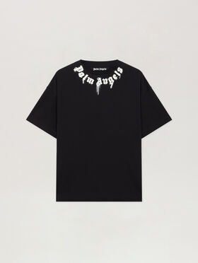 PALM ANGELS Spray Bear Logo T-shirt BLACK - OFF WHITE PMAA109F25JER00C