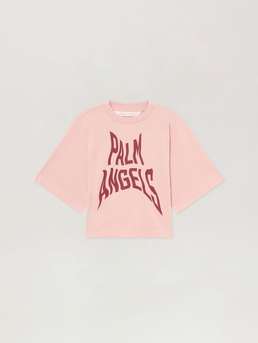 PALM ANGELS Palm Distorted Boxy T-Shirt ROSE PINK - BRICK RED PAWAA03F26JR07