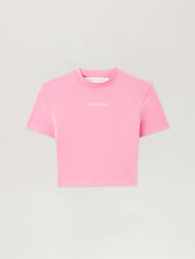 PALM ANGELS Classic Logo Baby Tee PINK - OFF WHITE PWAA077F25JER001