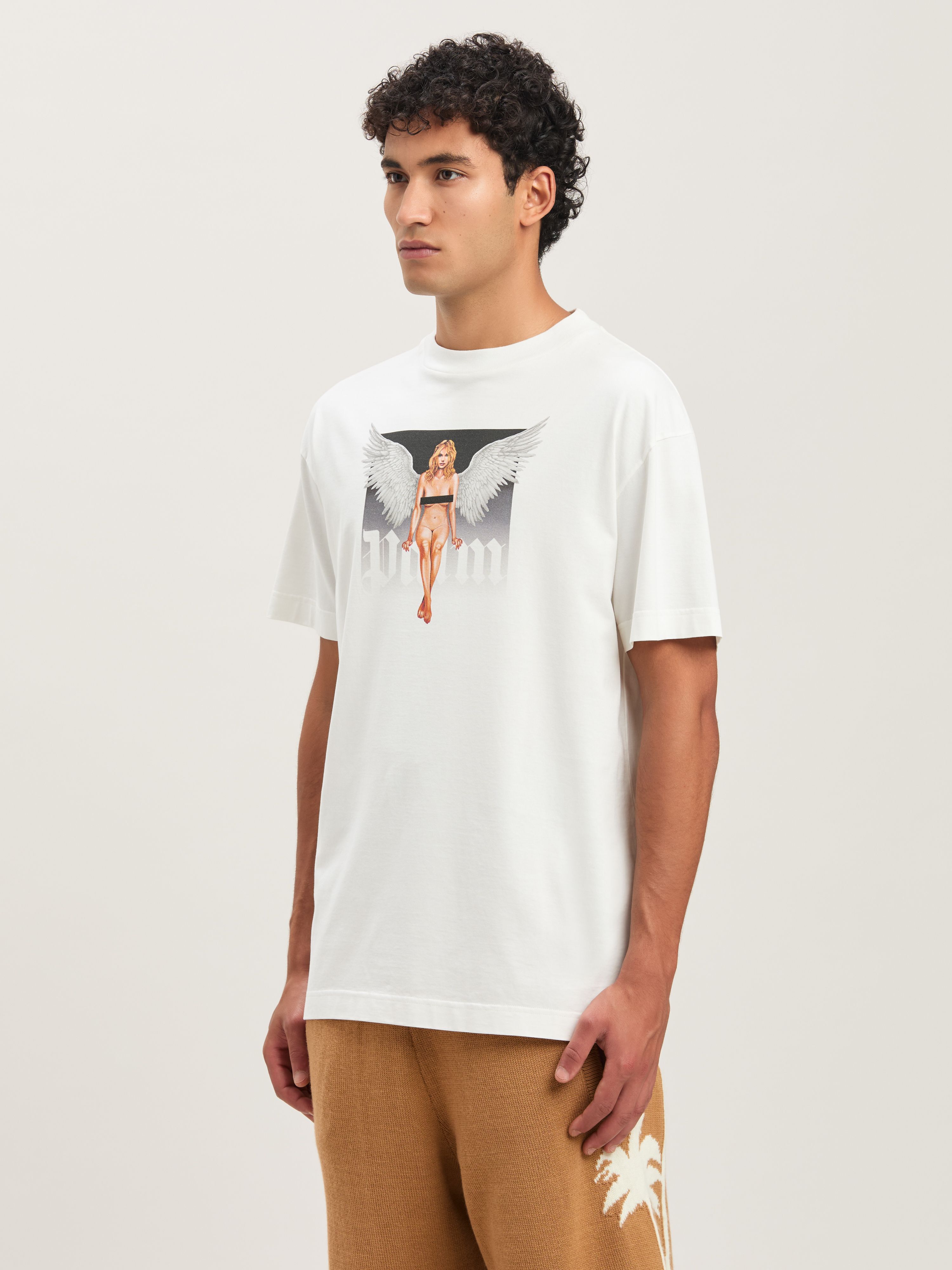 PALM ANGELS  Pin up T-shirt OFF WHITE - BLACK PMAA001S25JER00A